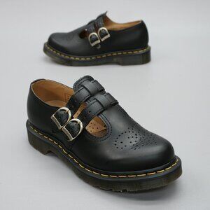 Dr. Martens 38 Ladies 7 Mary Jane Black Double Monk T-Strap Buckle Shoes - 12916
